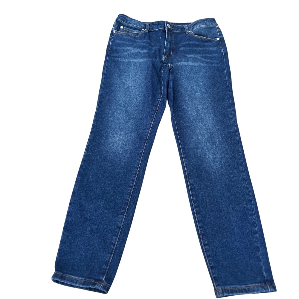 Tahari Kelly Mid-Rise Skinny Jeans Dark Wash Blue Denim Size 10P Petite - Picture 9 of 9